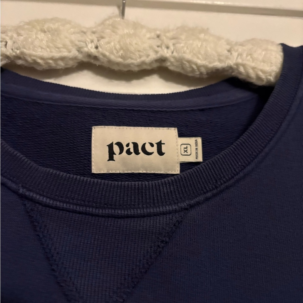 PACT® Organic Cotton Downtime Essential Long Sleeve Navy Sweatshirt Dress - Picture 6 of 9